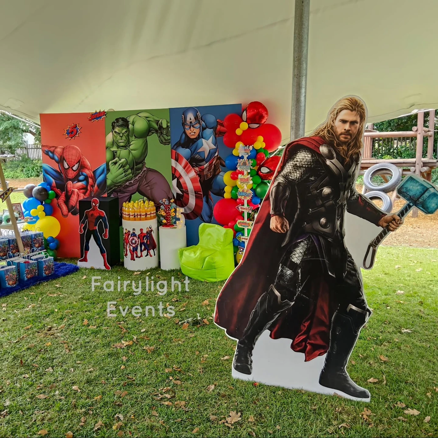 Avengers-themed birthday backdrop