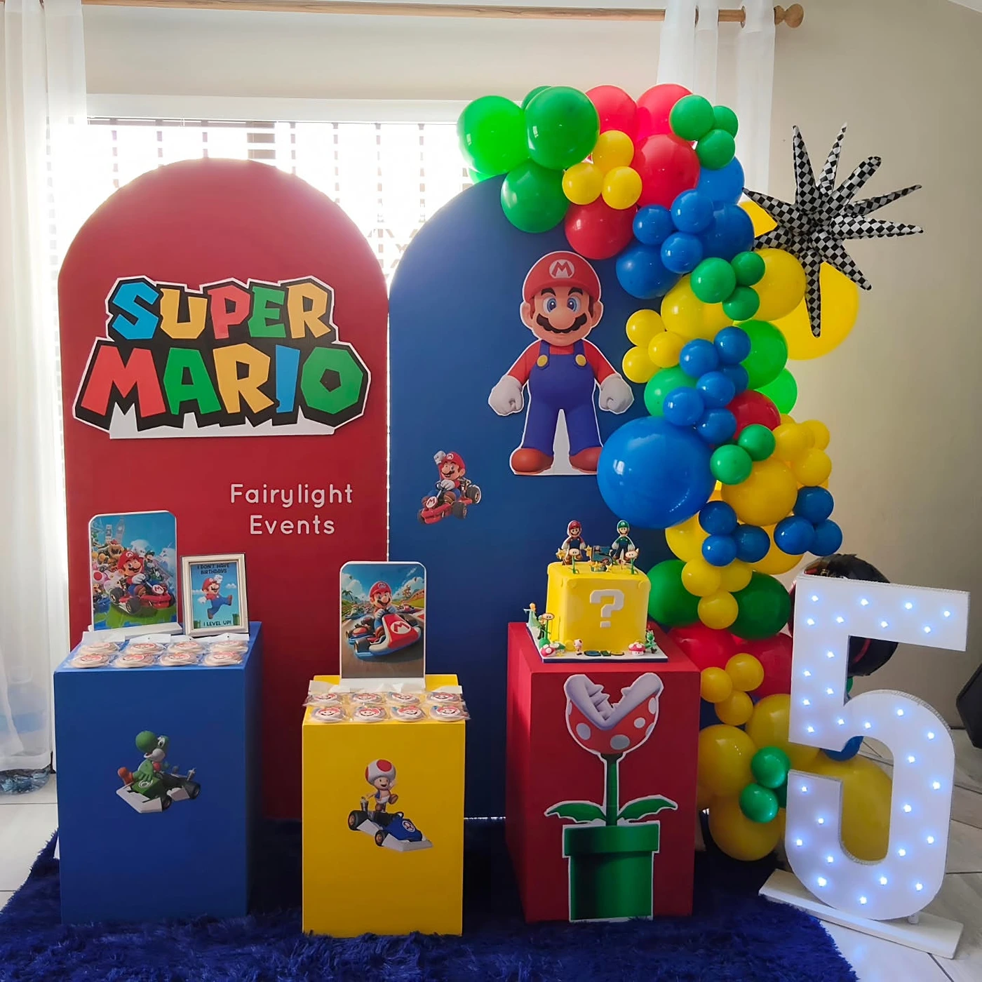 Super Mario themed birthday backdrop